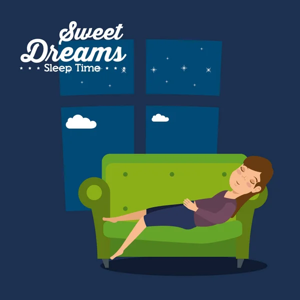 Söta drömmar sovande tid ikonen — Stock vektor
