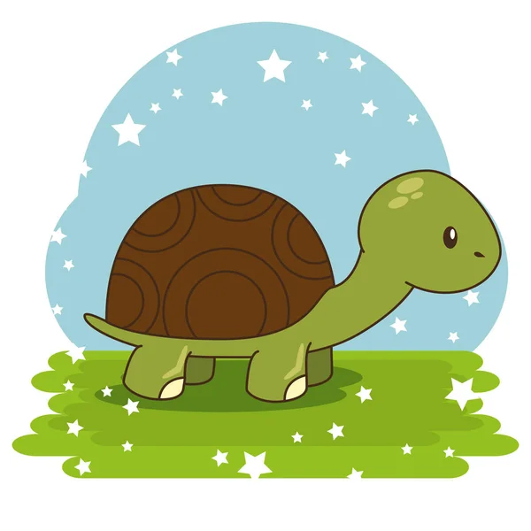 Lindo adorable tortuga animal de dibujos animados — Vector de stock