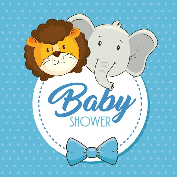 Cute animals baby shower card — Stockvector