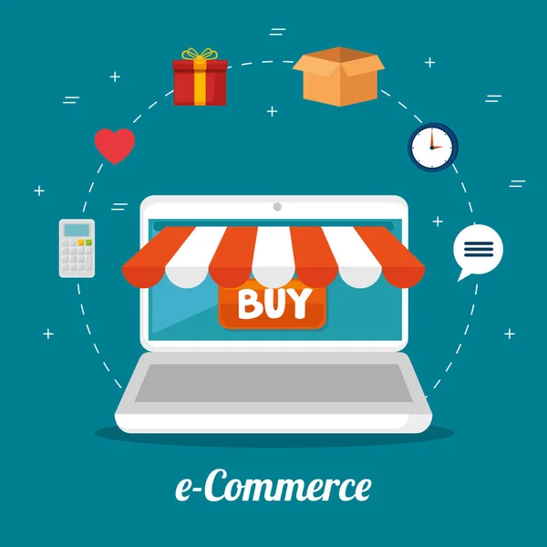 E commerce koncept nakupování online — Stockový vektor