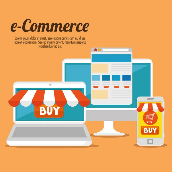 E ticaret kavramı online alışveriş — Stok Vektör