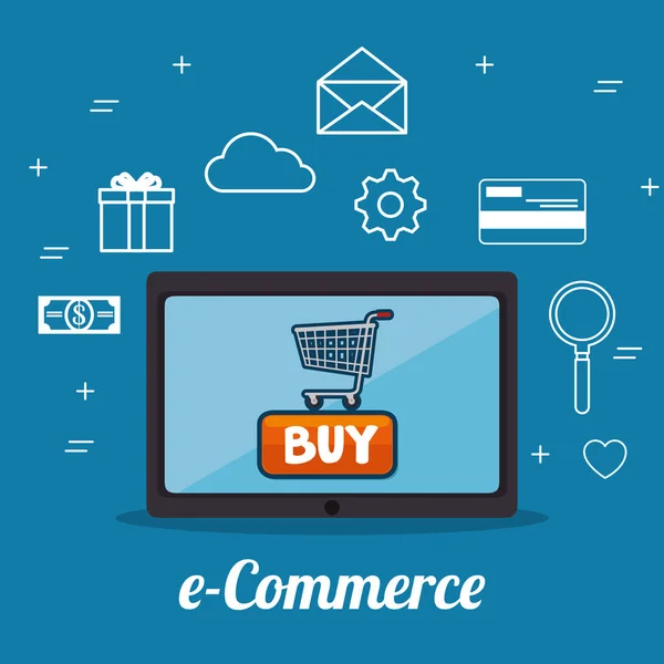 E commerce koncept nakupování online — Stockový vektor