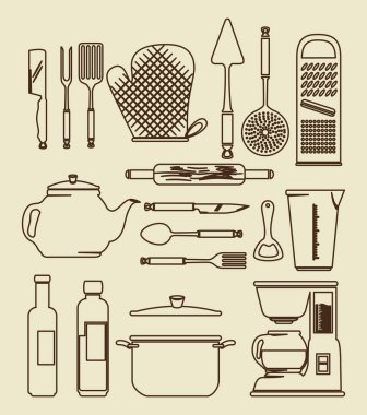 mutfak aletleri vintage Icon set