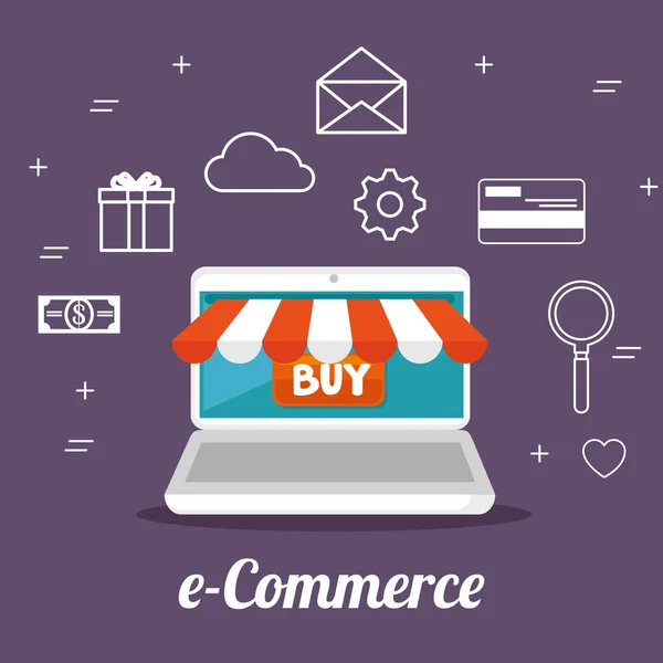 Conceito de e commerce compras online — Vetor de Stock