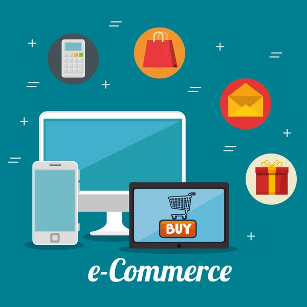 E-Commerce-Konzept Online-Shopping — Stockvektor