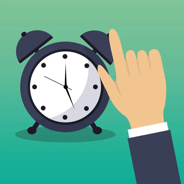 Kézzel érint ébresztőóra idő fogalma — Stock Vector