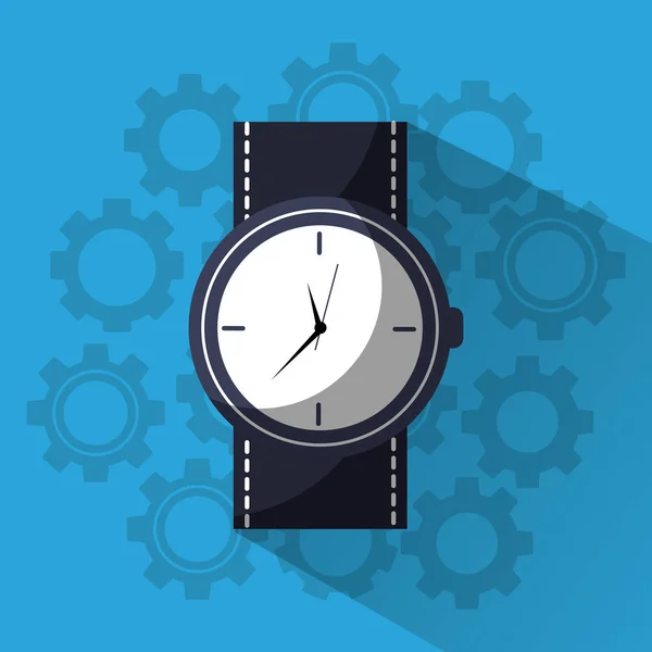 Schwarze Armbanduhr Uhrzeit Arbeit — Stockvektor