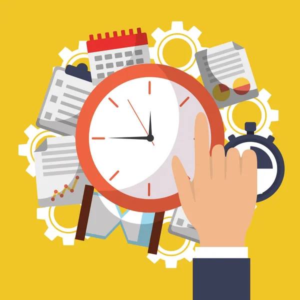 Время часы ручной работы офис бизнес — стоковый вектор