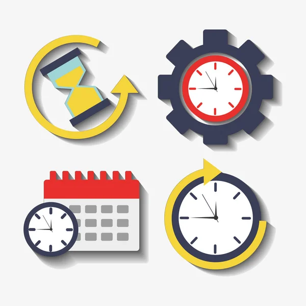 Collection time clock hour plan service work — Stock Vector