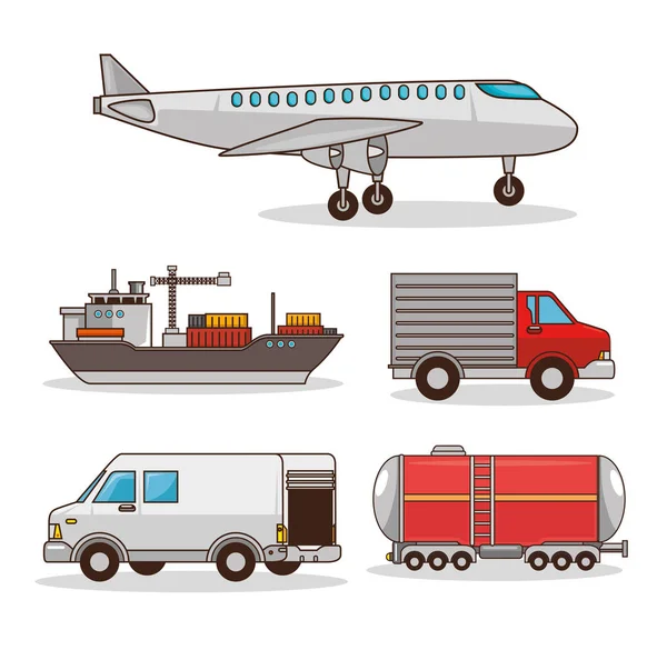Reihe von Transportmitteln — Stockvektor