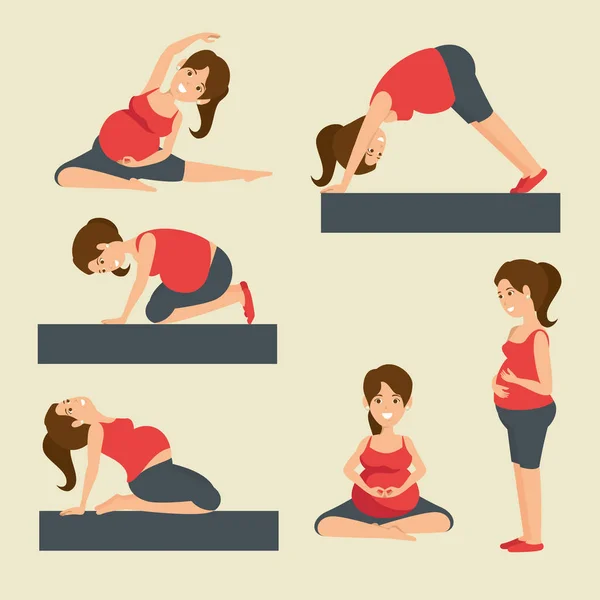 健康妊娠的瑜伽训练 — 图库矢量图片