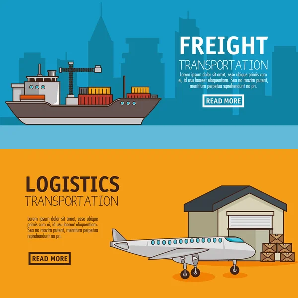Vracht transport en de aflevering logistieke — Stockvector