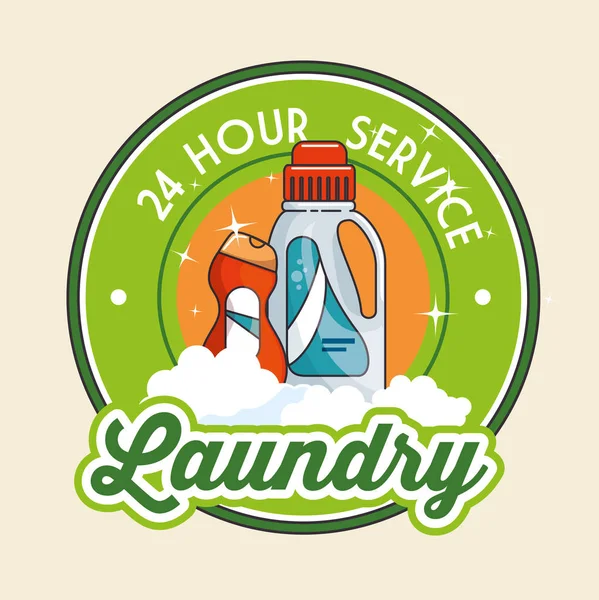 Tvättservice logotypen emblem märke — Stock vektor