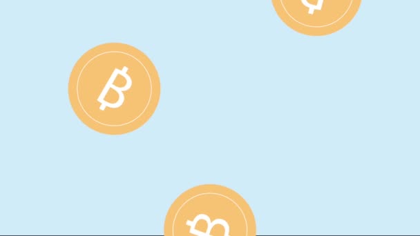 Виртуальная криптовалюта Bitcoin — стоковое видео