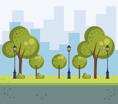 Park kentsel cityscape sahne