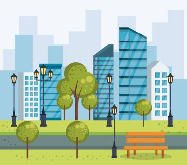 Park kentsel cityscape sahne