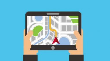 Tablet harita navigasyon yol hedef holding eller