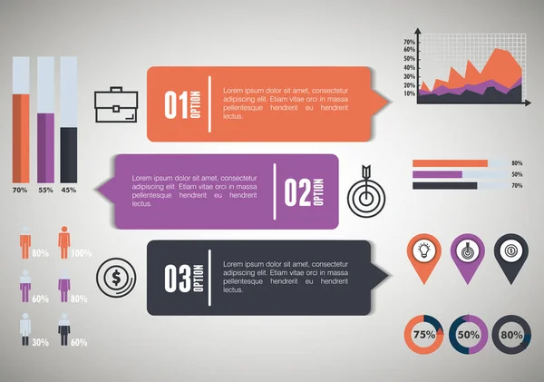 Business icone modello infografico — Vettoriale Stock