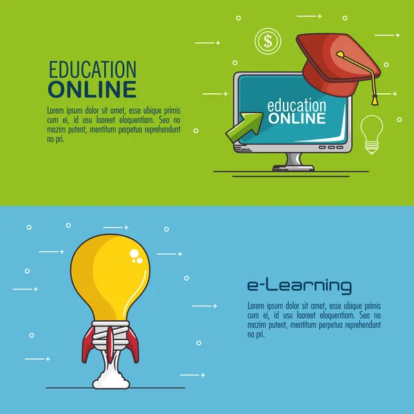Online vzdělávání a e learningu koncepce — Stockový vektor