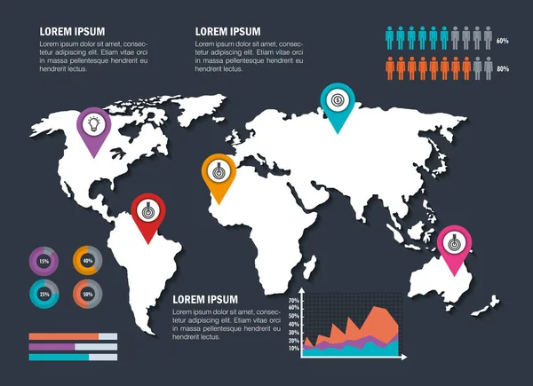 Dünya gezegen iş Infographic şablon simgeleri ile — Stok Vektör