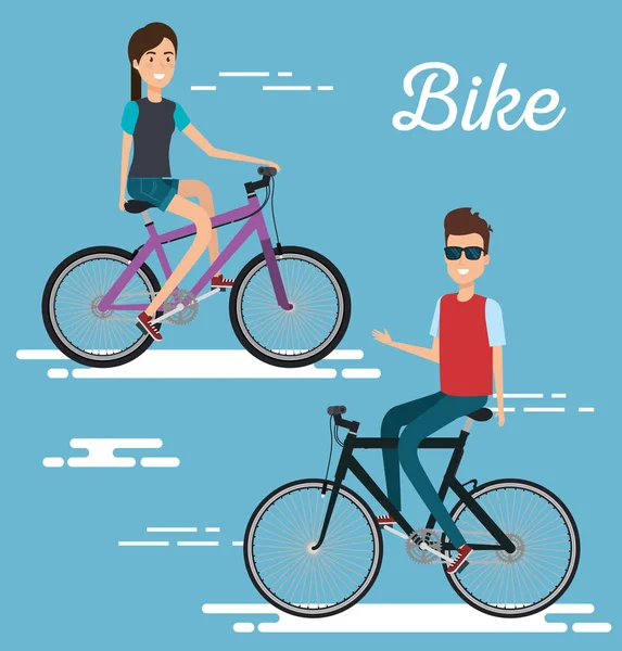 Jeunes avec vélo — Image vectorielle