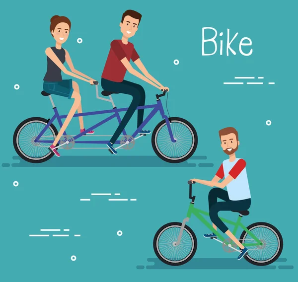 Jongeren met fiets — Stockvector