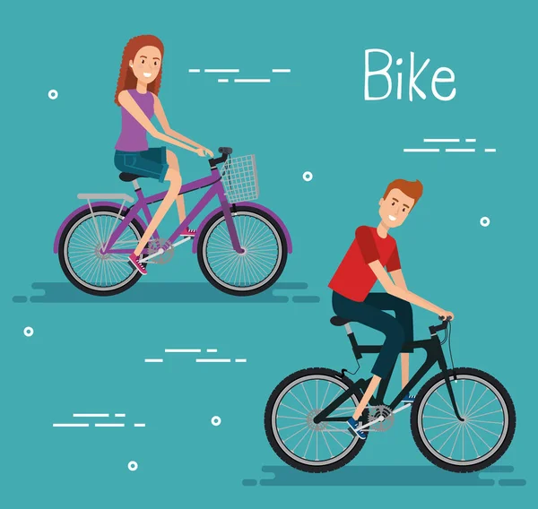 Young people with bicycle — Stock Vector