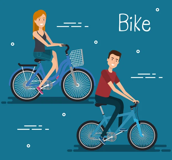 Młodzi ludzie z rowerem — Wektor stockowy