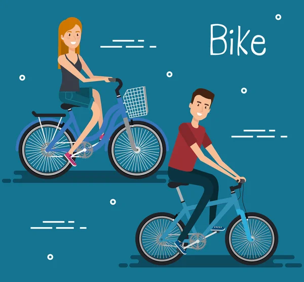 Jeunes avec vélo — Image vectorielle