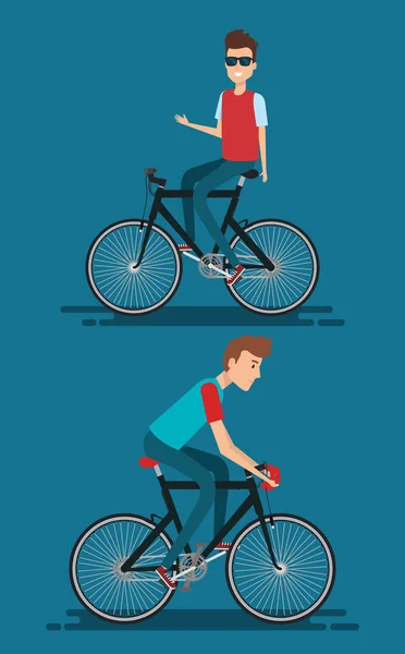Bisiklet ile genç erkek — Stok Vektör