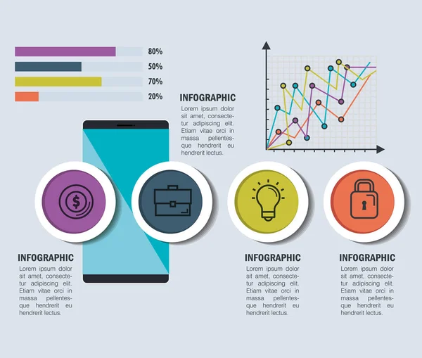 Tecnologia e business infografica icone modello — Vettoriale Stock