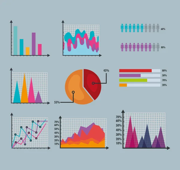 Ícones de modelo de infográfico de negócios —  Vetores de Stock