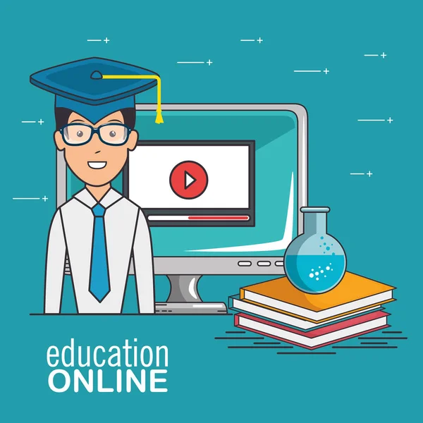 Concepto de educación en línea y aprendizaje electrónico — Vector de stock