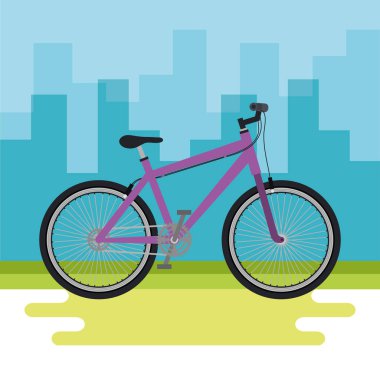Bisiklet araç cityscape arka plan ile
