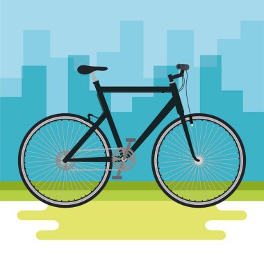 Bisiklet araç cityscape arka plan ile