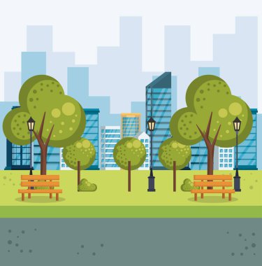 Park kentsel cityscape sahne