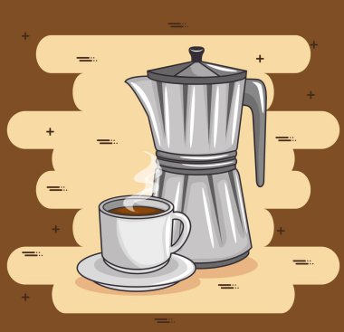 kahve makinesi ve fincan kahve tasarım