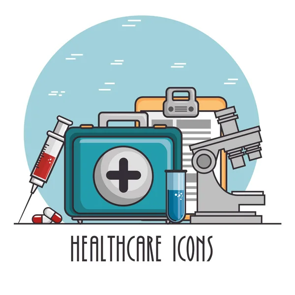 Iconos médicos y sanitarios — Vector de stock