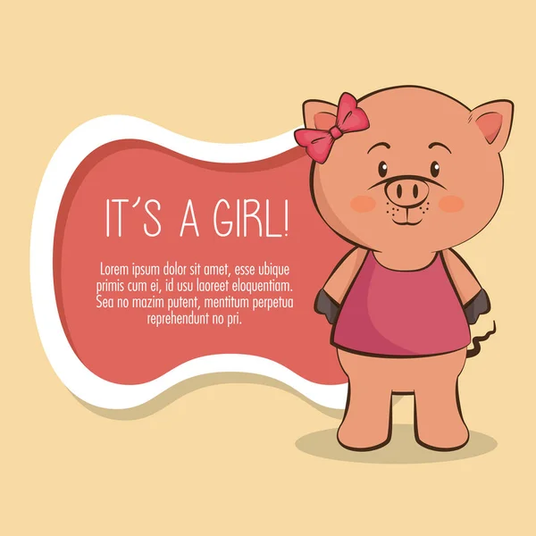 Baby shower girl invitation card — Stock Vector