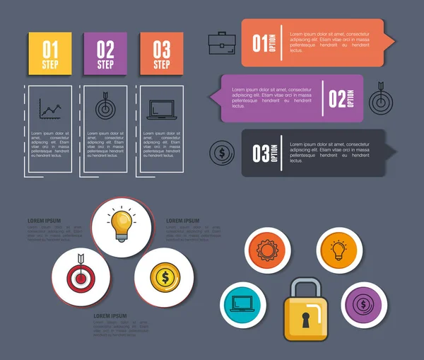 Business infographic template icons — Stock Vector