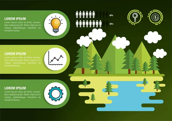 Iconos de la plantilla de infografía de naturaleza — Archivo Imágenes Vectoriales