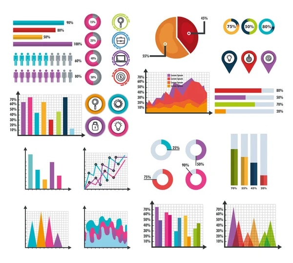 Ícones de modelo de infográfico de negócios —  Vetores de Stock