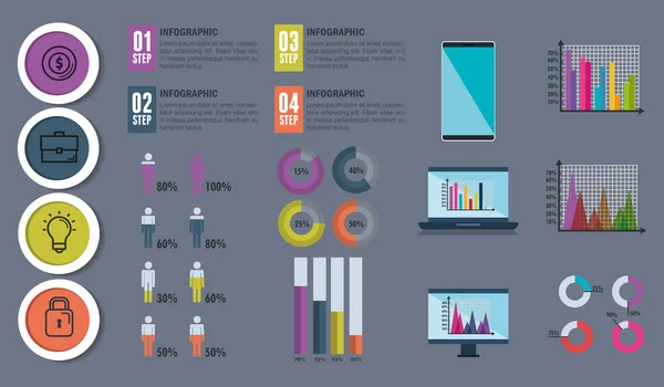 Icônes de modèle infographique d'entreprise — Image vectorielle