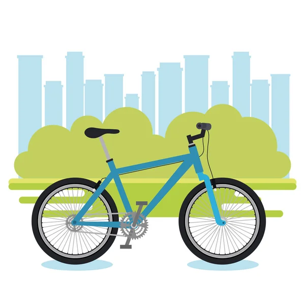 Bicycle vehicle with cityscape background — Stock Vector
