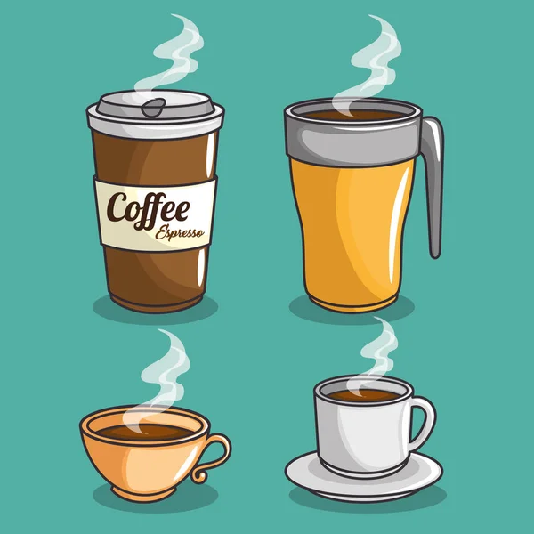 Kahve simgeleri ayarlandı — Stok Vektör