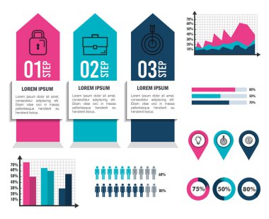 iş Infographic şablon ikonları/simgeleri