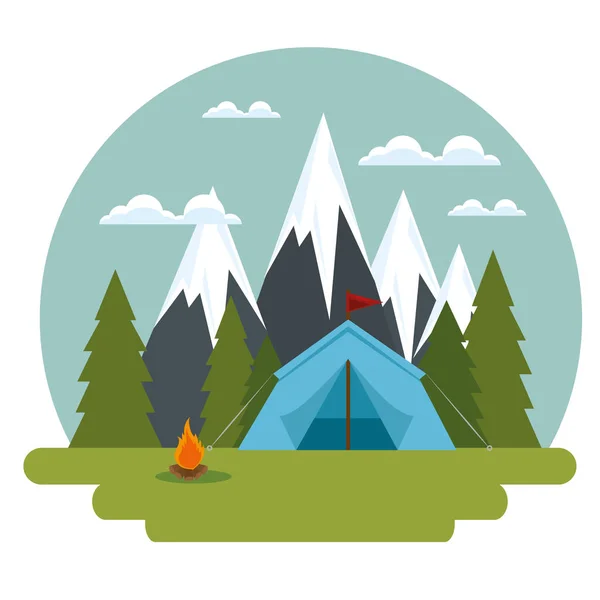 Camping wild leven concept — Stockvector