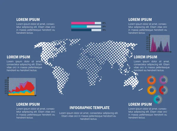 Planeta mundial com ícones de modelo infográfico de negócios —  Vetores de Stock