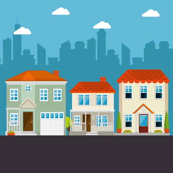 Maisons colorées dans le quartier — Image vectorielle