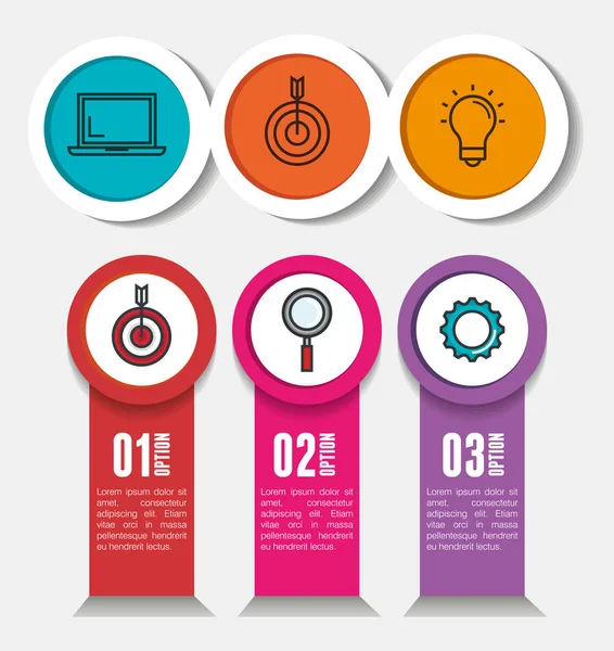 Ícones de modelo de infográfico de negócios — Vetor de Stock